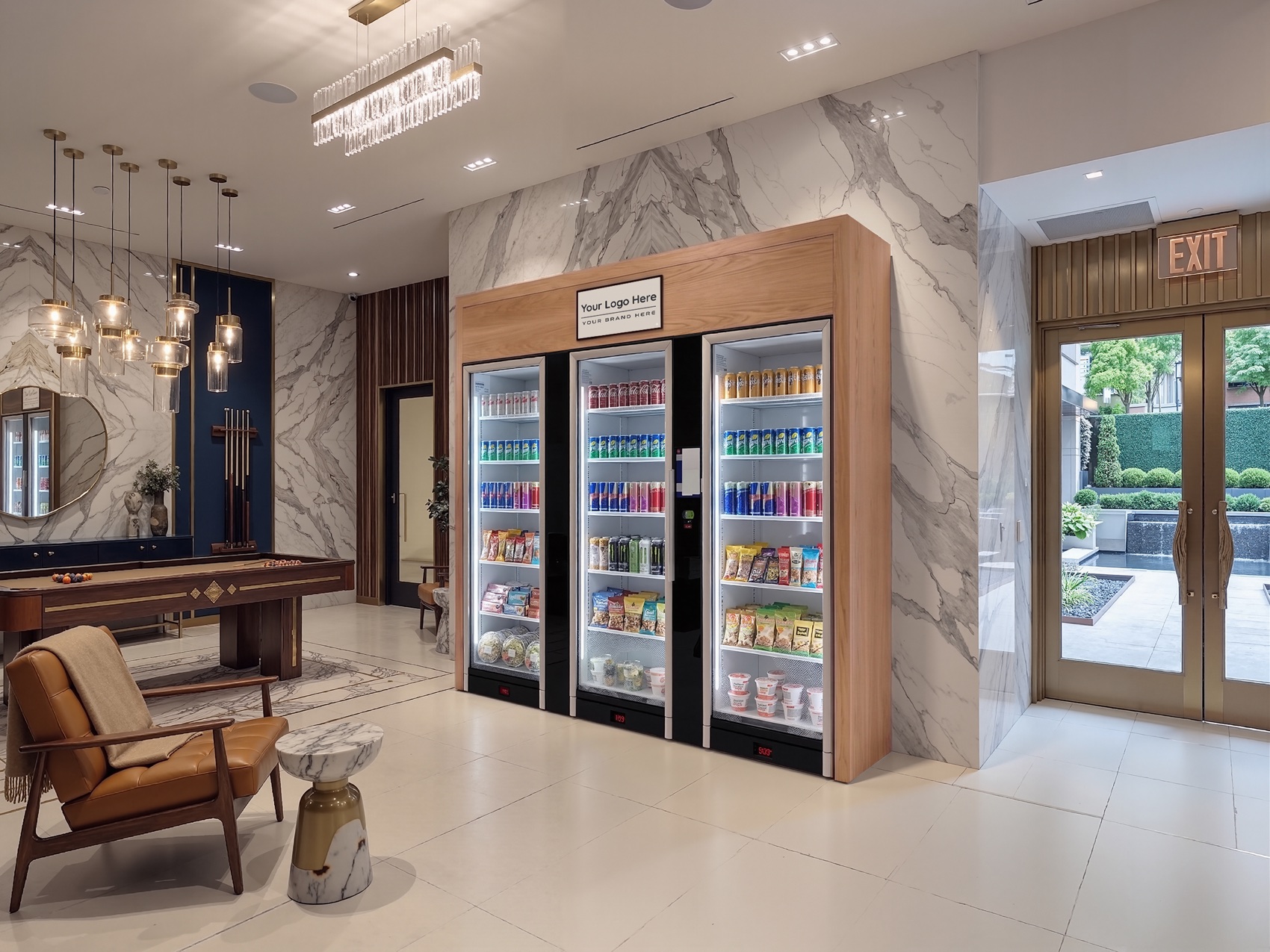 ETC market with a White Oak finish in a luxury residential lobby.
